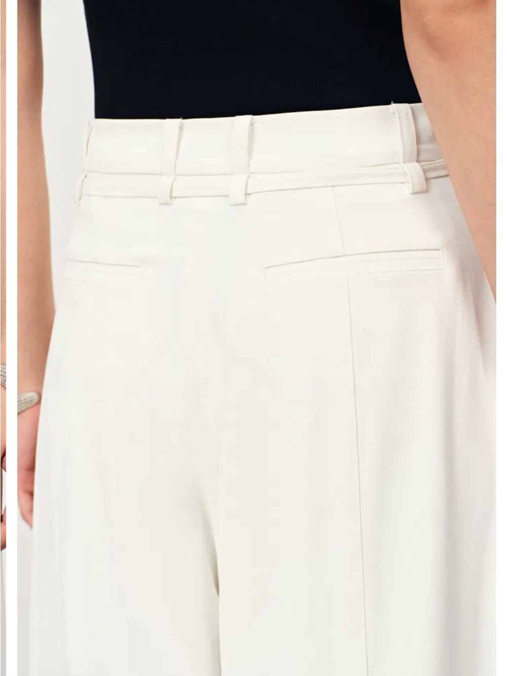 Fabrique Cream Pleated Maxi Pants with Belt Detail. Exclusively collection - Picture 4 of 9